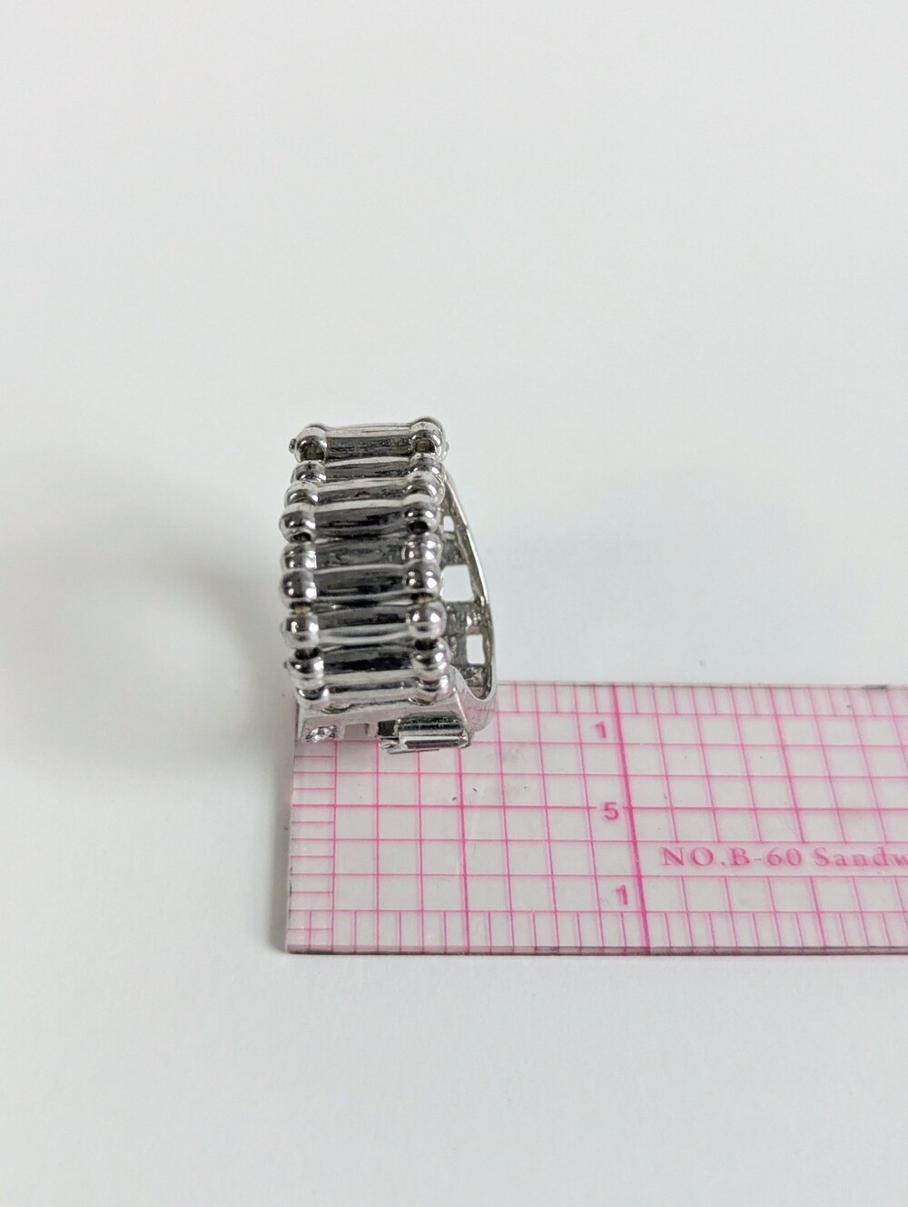 Vintage Silver Rhinestone Stretch Ring Lot Crystal Baguette Statement Pack 3pc - Picture 13 of 14